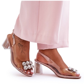Genomskinliga sandaler med rosa klackar S.Barski MR1037-43