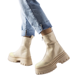Beige massiva ankelboots med Bergamo-dragkedja