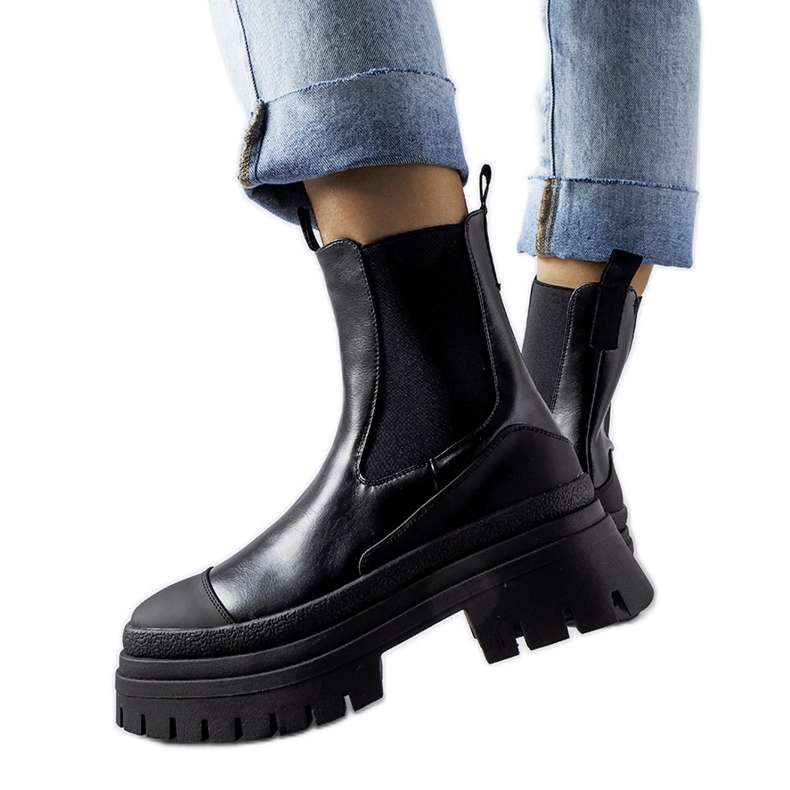 Svarta massiva Wexford slip-on ankelboots