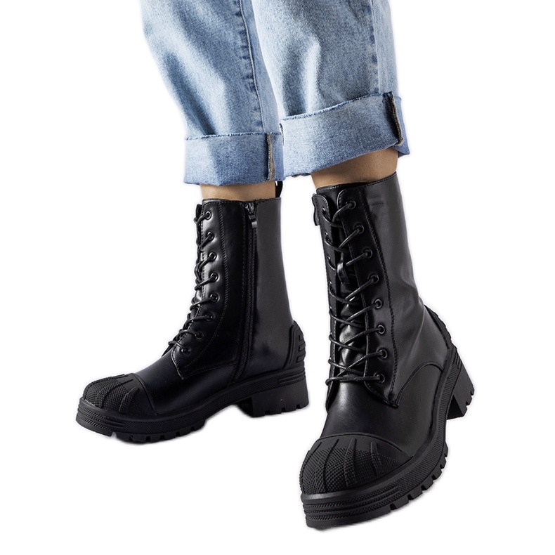 Svarta arbetarskor med tjock Manara-sula