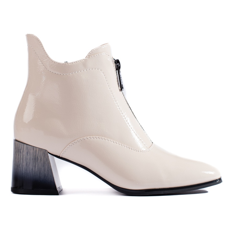 Krämfärgade ankelboots med Vinceza-dragkedja beige