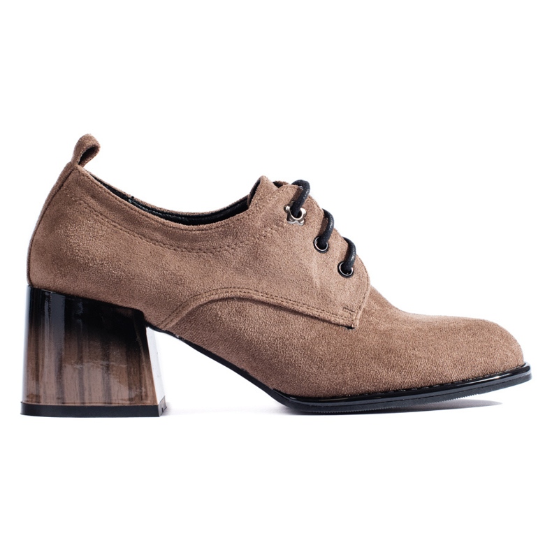 Shelovet mocka mörkbeige högklackade skor