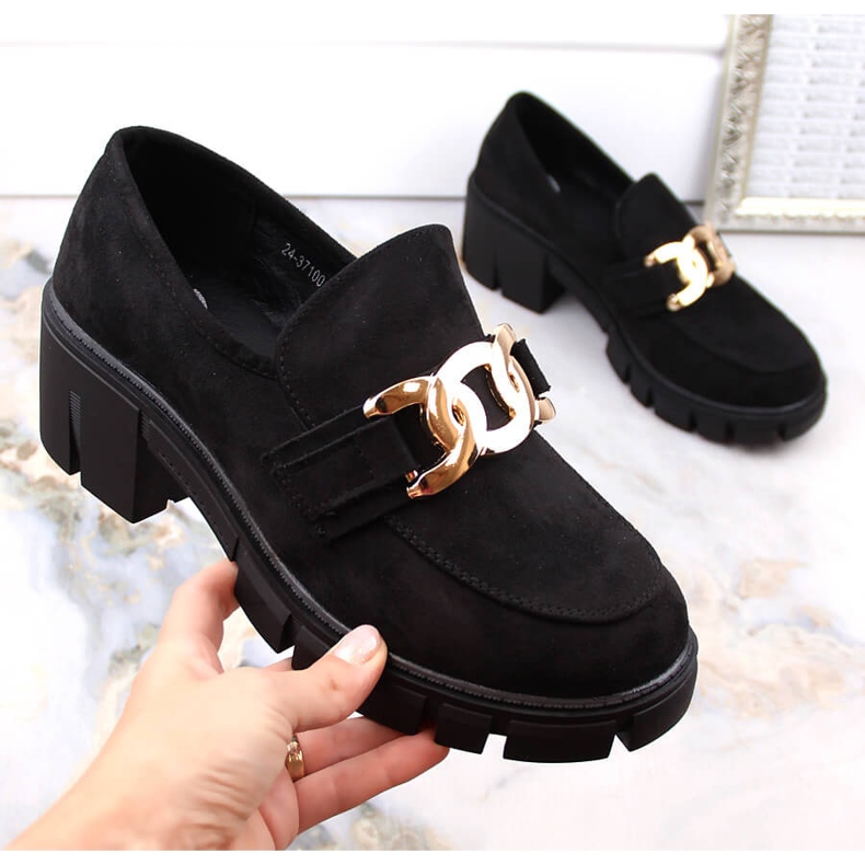 Dammockasiner i mocka med hög klack, svart Vinceza