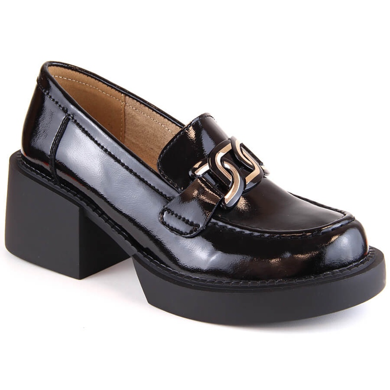Svart lack för dam högklackade loafers Filippo DP4920