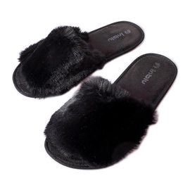 Inblu Giacomo svarta tofflor med päls
