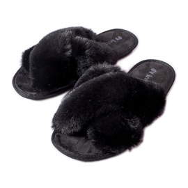 Inblu Svarta tofflor med Morano-päls