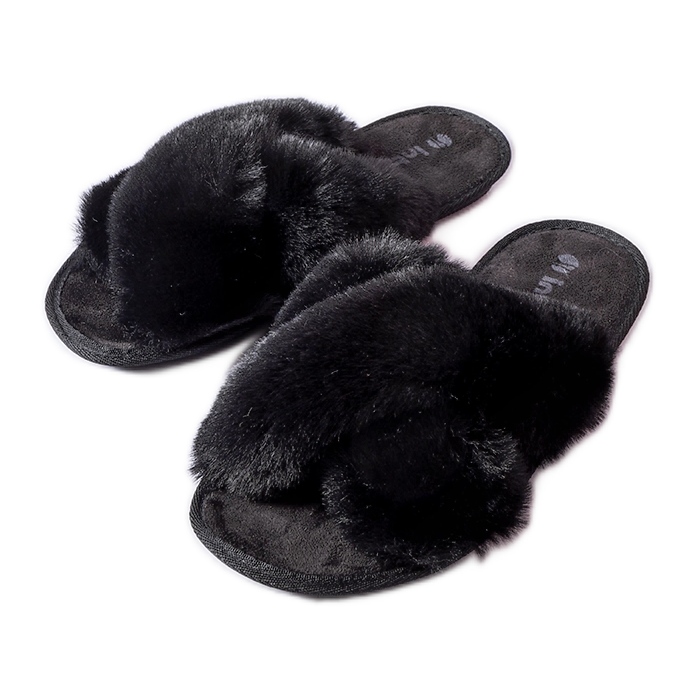 Inblu Svarta tofflor med Morano-päls