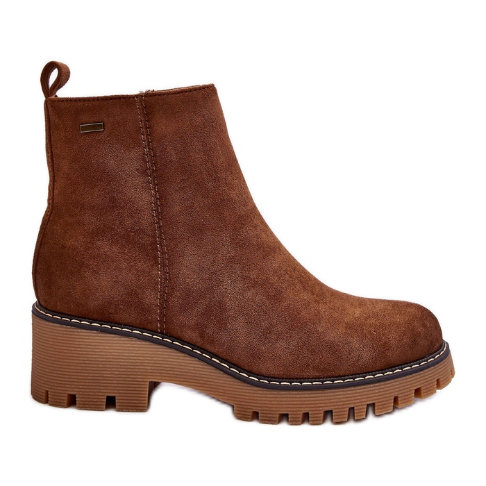 Stövlar med platt klack i mocka, isolerade, bruna Neafgi