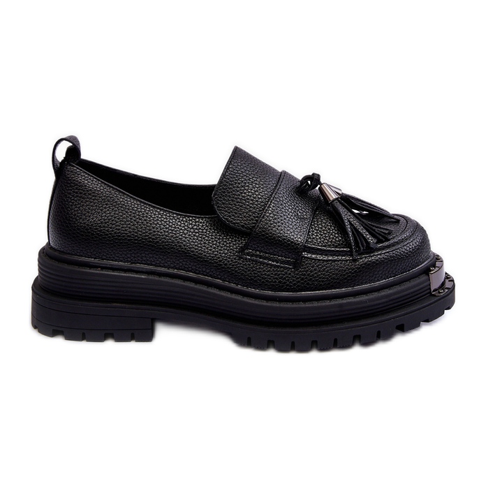 PS1 Loafers i läder med plattform och platt klack, Black Jorne svart