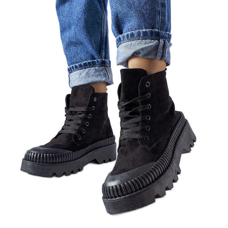 Inna Svarta Aida high-top sneakers i ekomocka