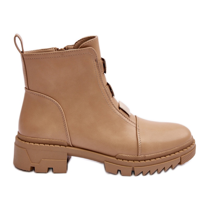 Beige Azulenn Läder Flat Boots