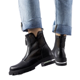 Svarta genombrutna Cavour stövlar