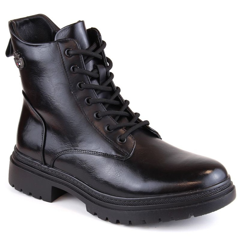 Potocki W WOL181A ankelstövlar med snörning och dragkedja, svarta