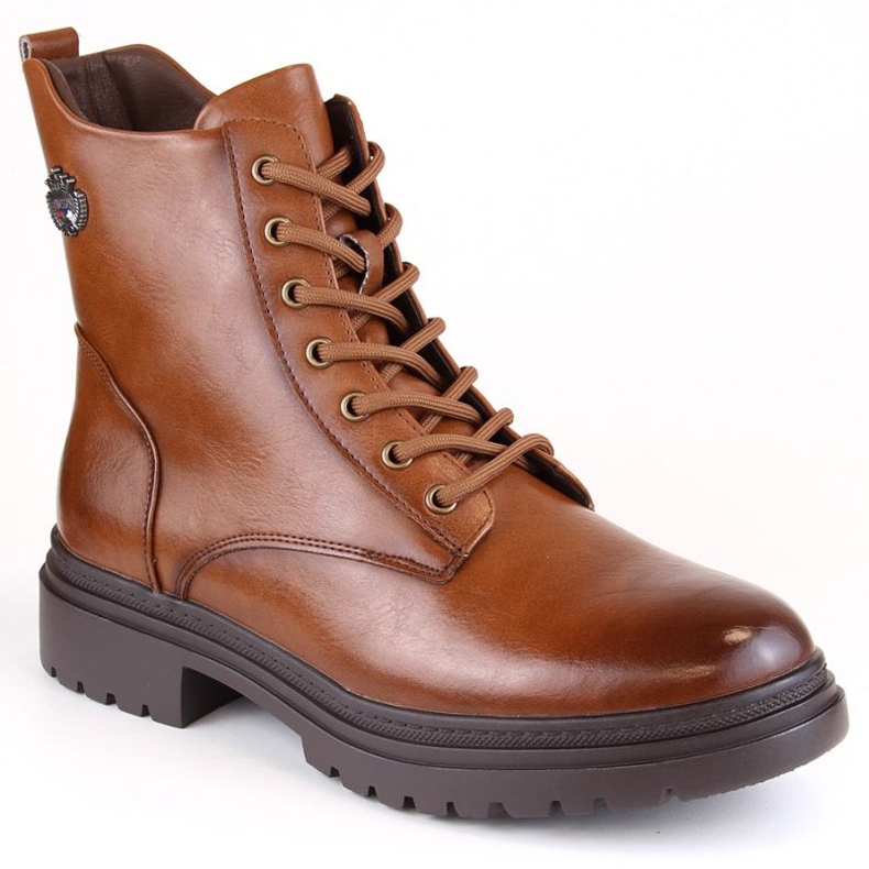 Potocki W WOL181B ankelstövlar med snörning och dragkedja, bruna