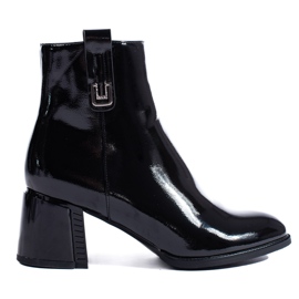Svart klassiskt patent Shelovet högklackade ankelboots
