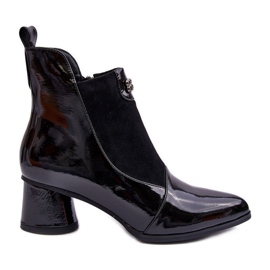 Högklackade läderstövlar S.Barski MR870-96 Svart