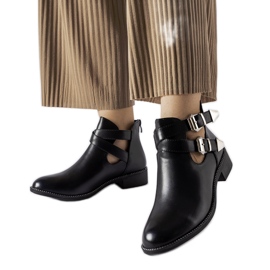 Ideal Shoes Svarta öppna ankelboots Y8157 Svart