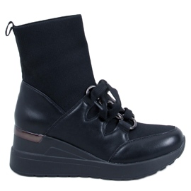 Kaye Black wedge ankelboots med elastisk ovandel svart