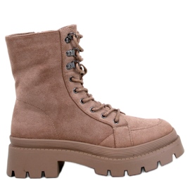 Hagg Taupe ankelboots med snörning beige