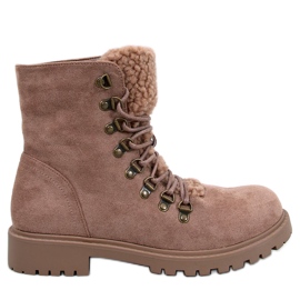 Leggs Beige stövlar med snörning