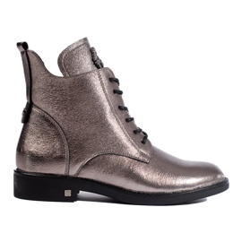 W. Potocki Potocki platta stövlar i silver brun