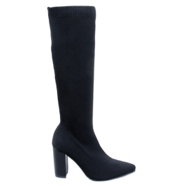 Elisha Svarta elastiska högklackade stövlar