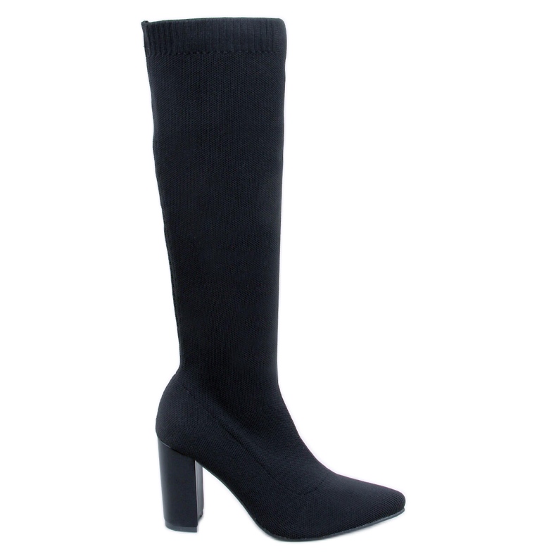 Elisha Svarta elastiska högklackade stövlar
