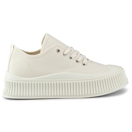 Ljusbeiga damsneakers med tjock sula beige