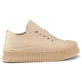 Beige damsneakers med tjock sula