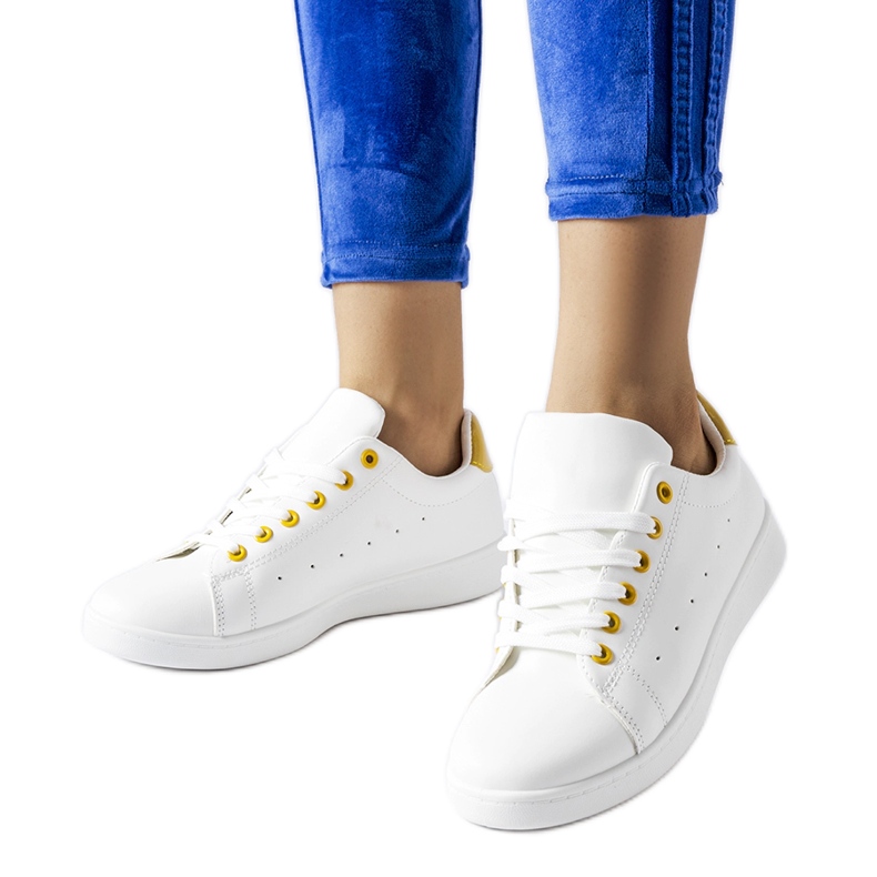 Bushnell vita sneakers med gula detaljer