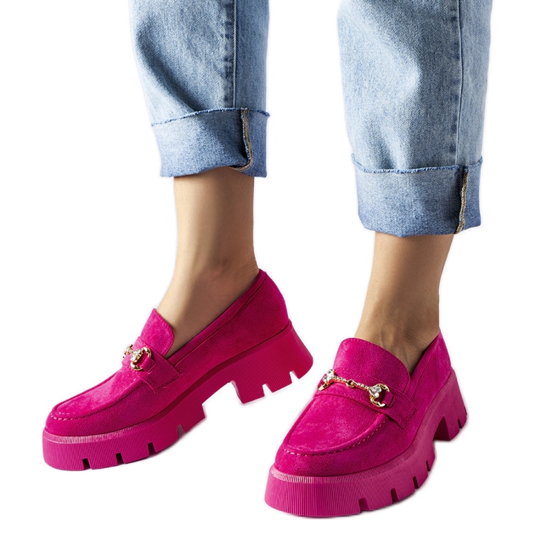 Rosa mockasiner med spänne och strass från Gaiola