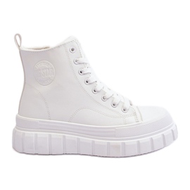 Isolerade sneakers i läder med dragkedja Big Star MM274624 Vit