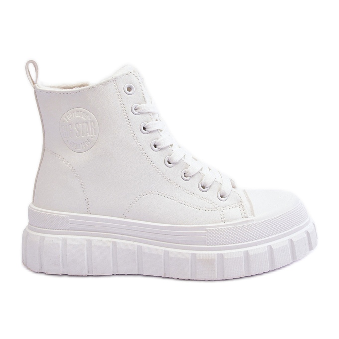 Isolerade sneakers i läder med dragkedja Big Star MM274624 Vit
