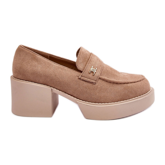 Högklackade mockaskor för kvinnor, Beige Afnira