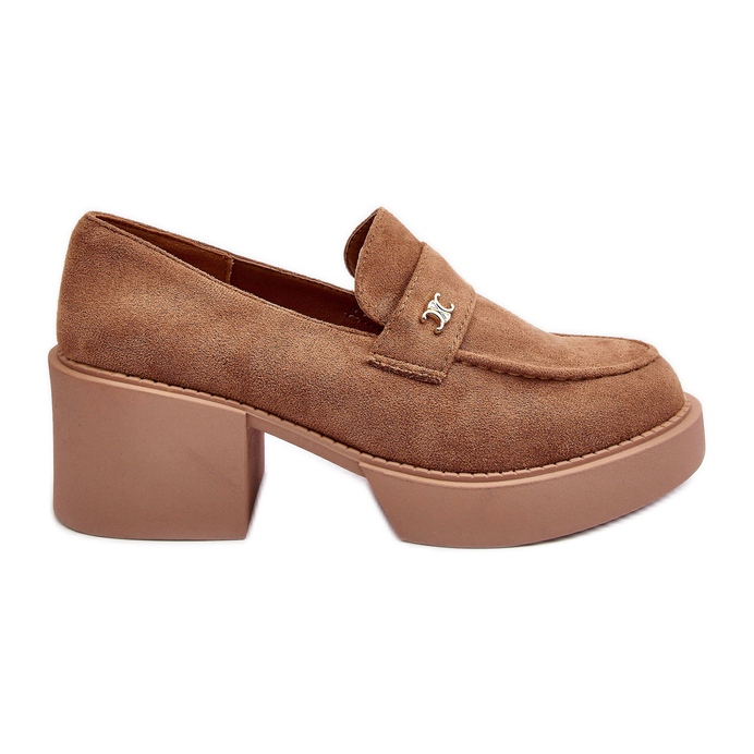 PS1 Högklackade mockaskor för kvinnor, mörkbeige, Afnira