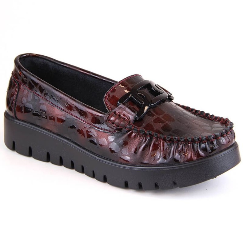 Läder loafers på Filippo W-plattformen PAW314E vinröd plattform