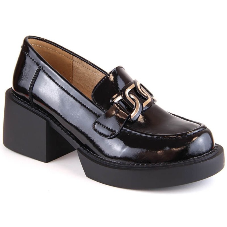 Filippo W PAW466 högklackade loafers i svart läder