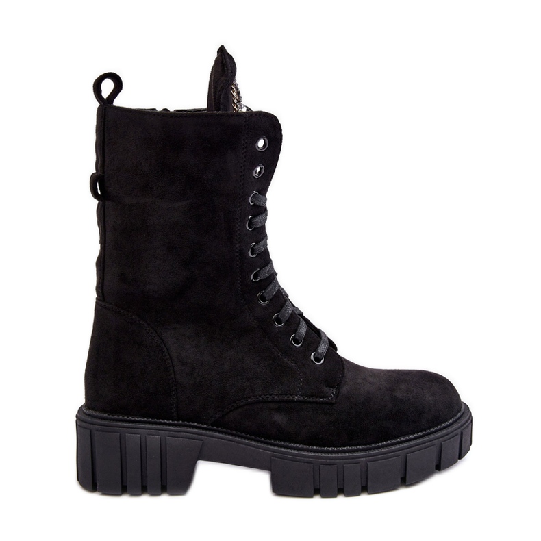 Arbetarstövlar i mocka med smycken, svart Marx