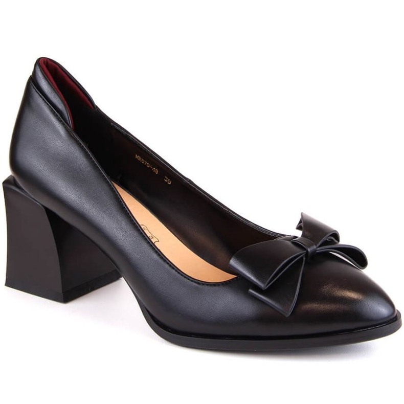 D&amp;A S.Barski Premium Collection W OLI229A svarta högklackade skor med rosett