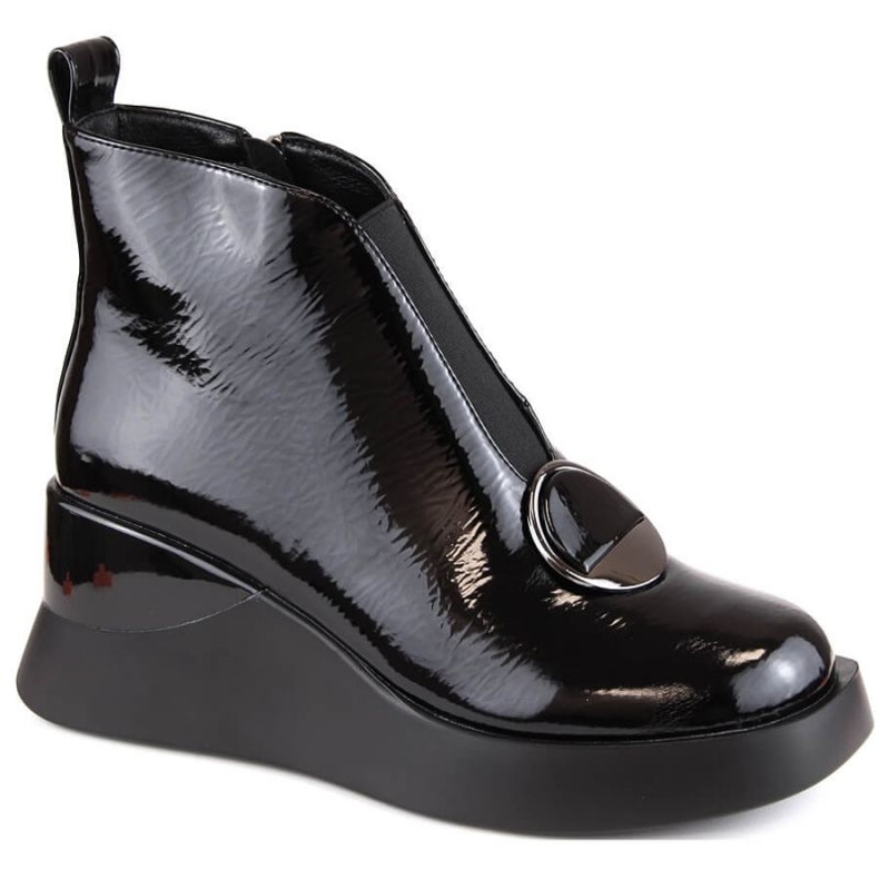 D&amp;A S.Barski Premium Collection W OLI228A svarta wedge boots