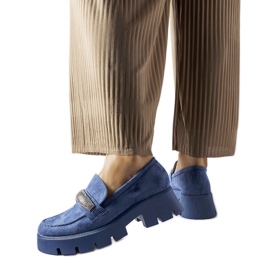 Blå mockasiner med Macario strass