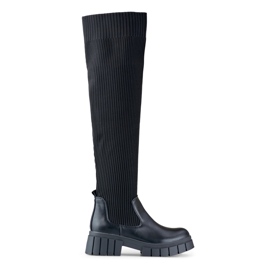 Svarta over-the-knee stövlar med en elastisk ovandel