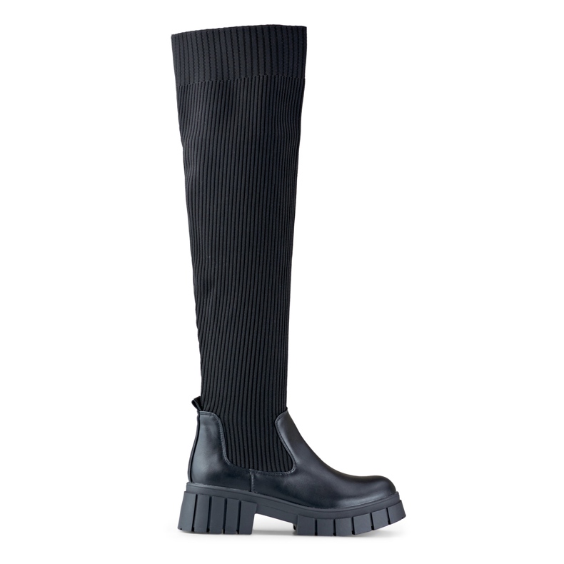 Svarta over-the-knee stövlar med en elastisk ovandel