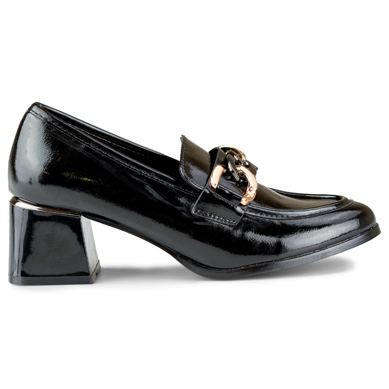 Svarta damskor med lågklackat patent