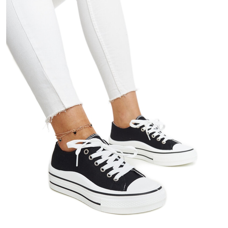 Dima svarta sneakers med tjock sula