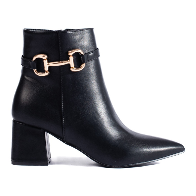 Svarta högklackade ankelboots med Shelovet-spänne