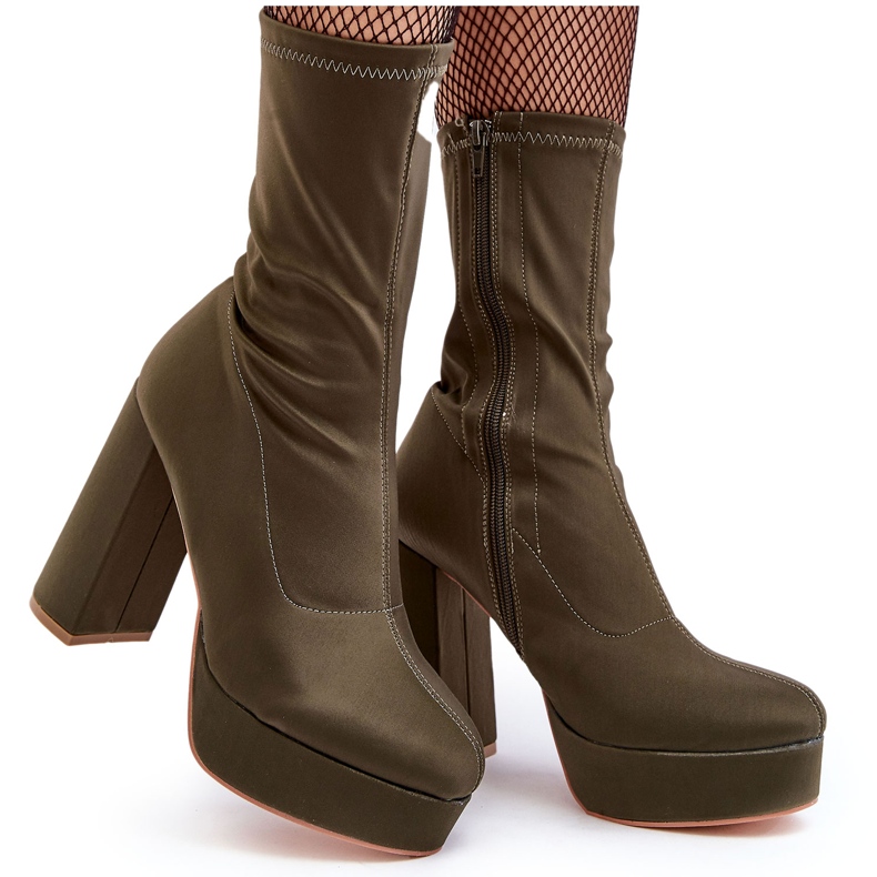 PH2 Gröna Peculia högklackade ankelstövlar med dragkedja