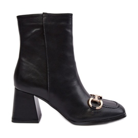 PH2 Högklackade ankelstövlar i läder med dekoration, svart Pamelinta