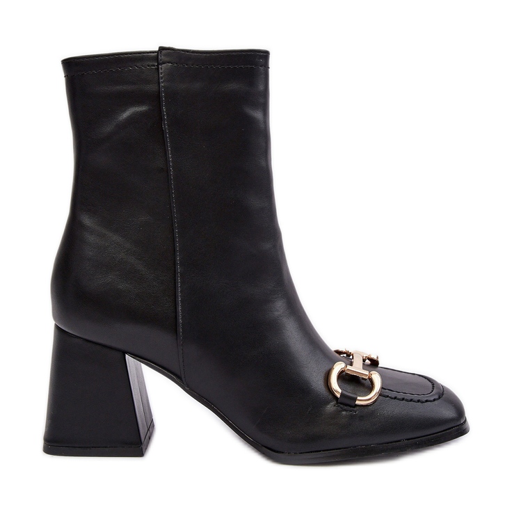 PH2 Högklackade ankelstövlar i läder med dekoration, svart Pamelinta