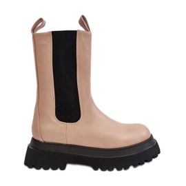 PS1 Beige Beatrice Chunky Platform Ankelboots för kvinnor